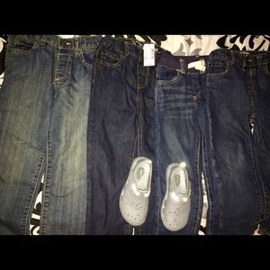Bundle 4 Toddler boy denims 4T -5T and water shoes